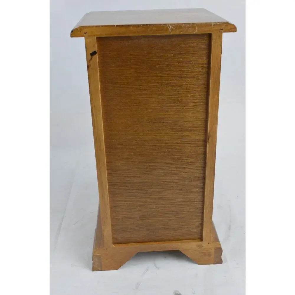 Vintage Wood Jewelry Armoire Cabinet Mirror Glass Door Necklace Box 10